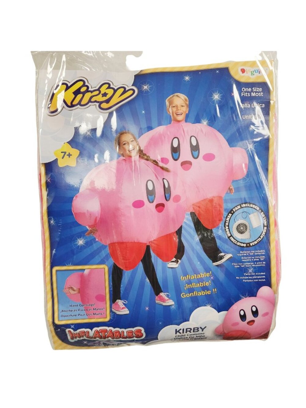 Kirby Inflatable Child Costume Fan Ventilation One Size Fits Most Ages 7